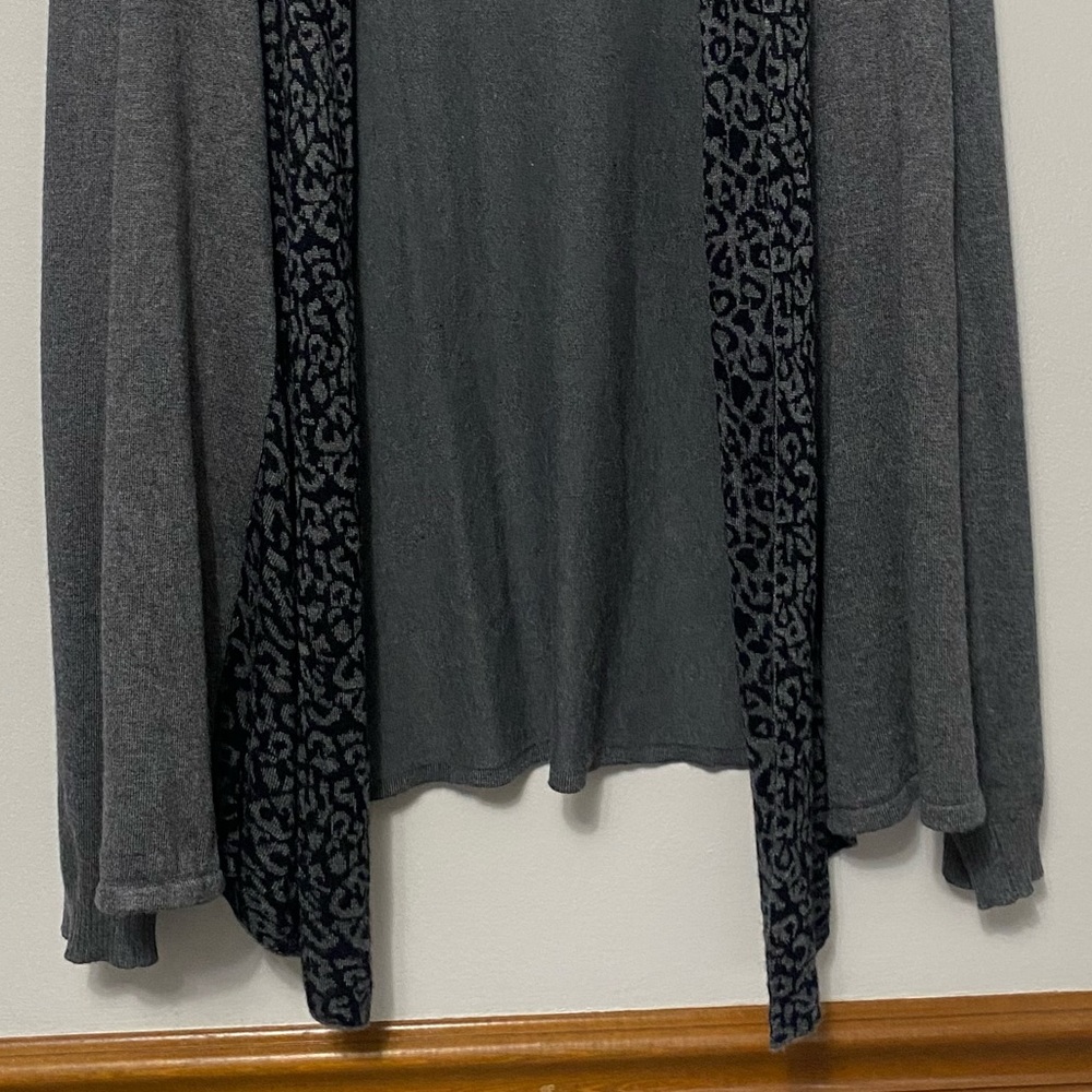 Carolyn Taylor Open Front Cardigan Women’s Size L Leopard Print Collar - Picture 4 of 9